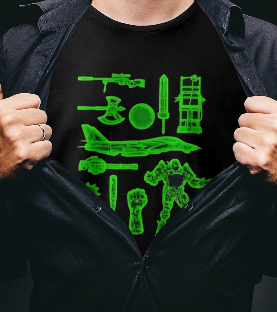 Ring Weapons Axe Sword Jet Robot Icon Collection T-Shirt