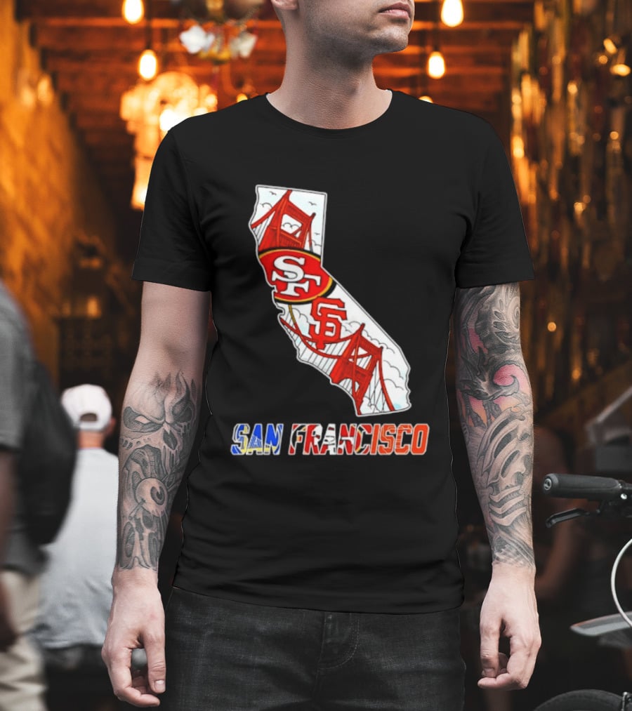 San Francisco 49ers Giants California Map T-Shirt