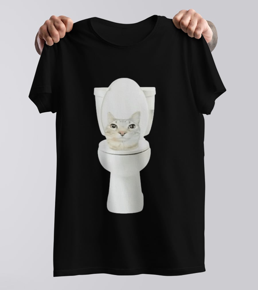 Skibidi Cat Toilet Humor Meme Fusion T-Shirt