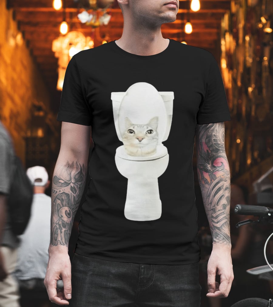 Skibidi Cat Toilet Humor Meme Fusion T-Shirt