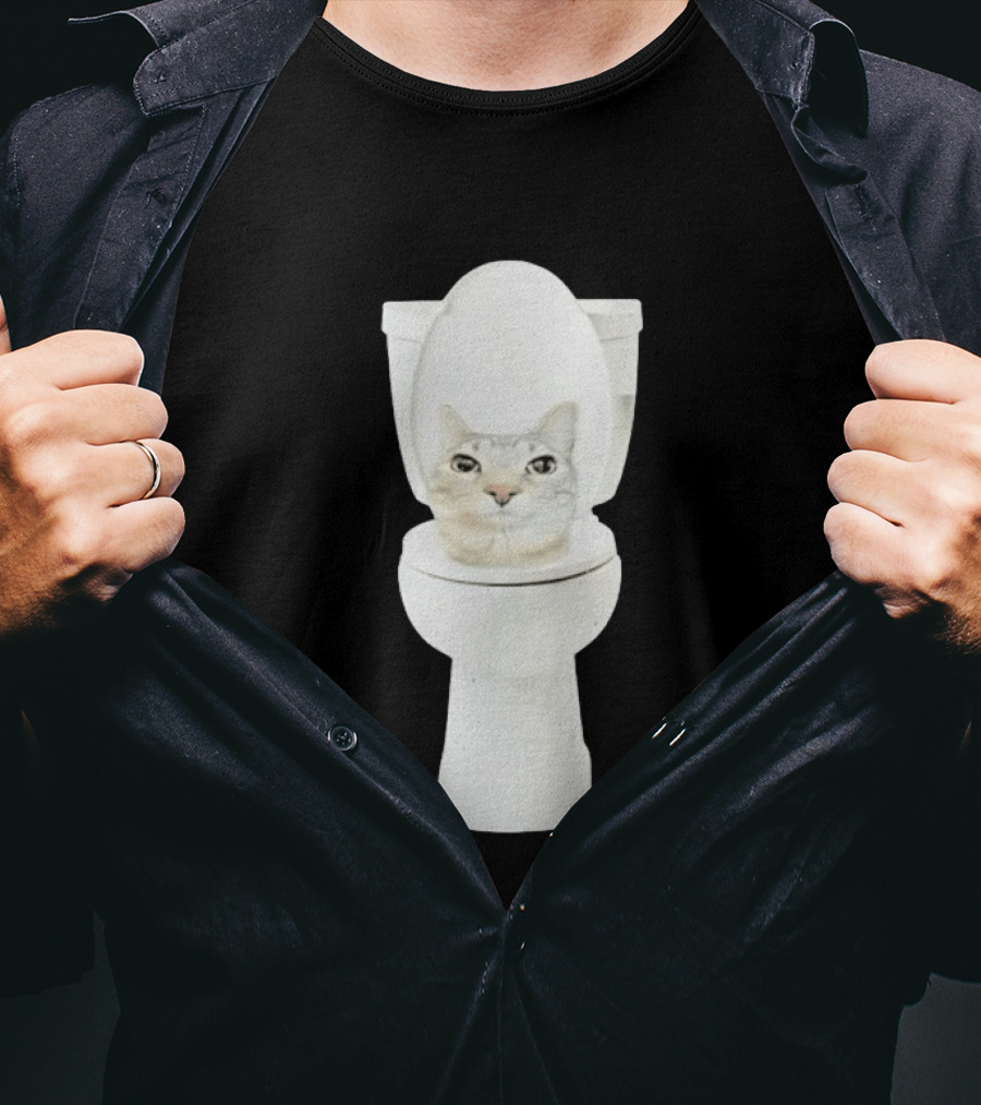 Skibidi Cat Toilet Humor Meme Fusion T-Shirt