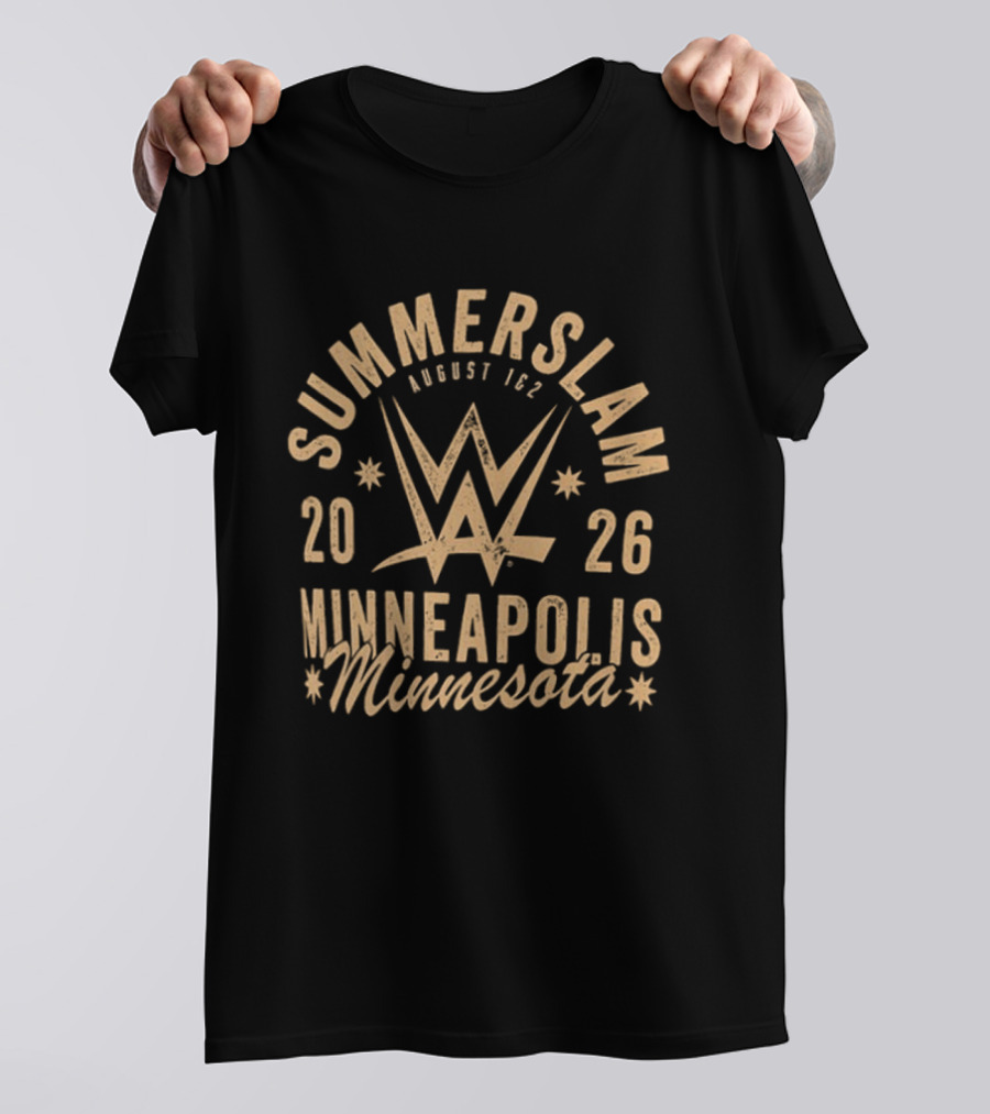 SummerSlam 2026 August 1 & 2 Minneapolis Minnesota WWE Wrestling Event 2 Sided T-Shirt