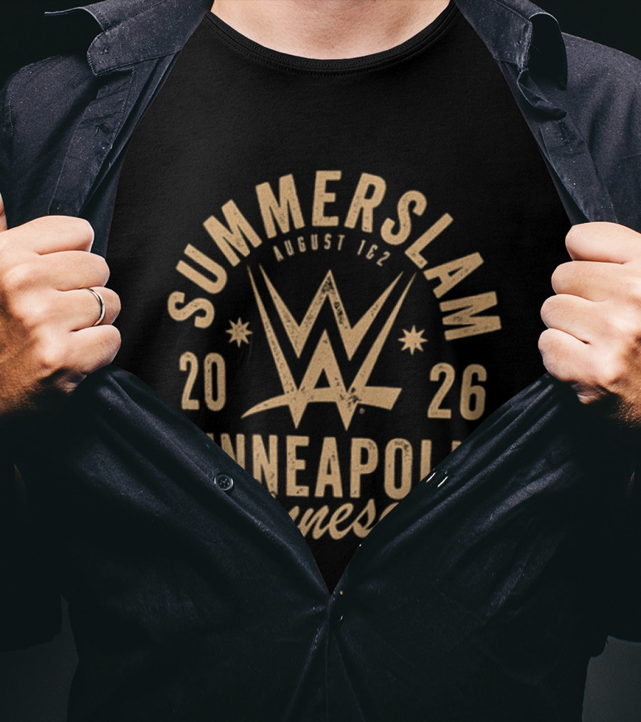 SummerSlam 2026 August 1 & 2 Minneapolis Minnesota WWE Wrestling Event 2 Sided T-Shirt