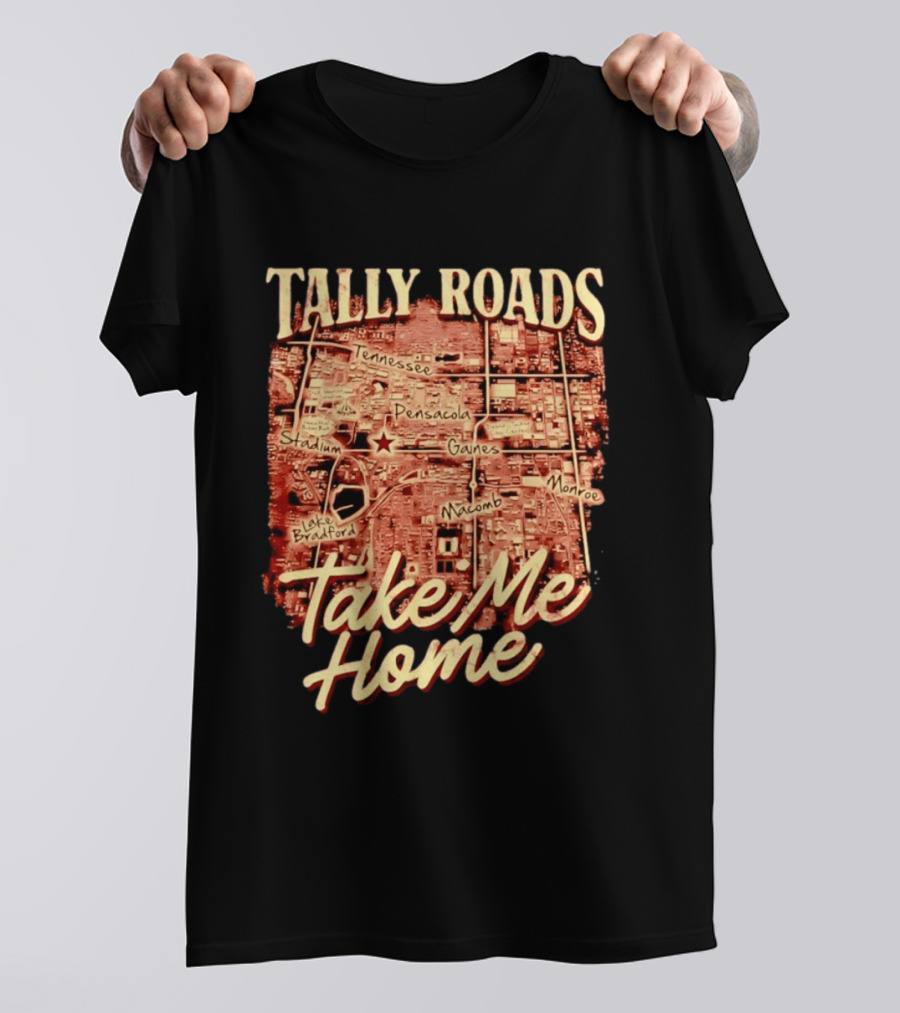 Tally Roads Map Take Me Home Tennessee Pensacola Stadium Monroe T-Shirt