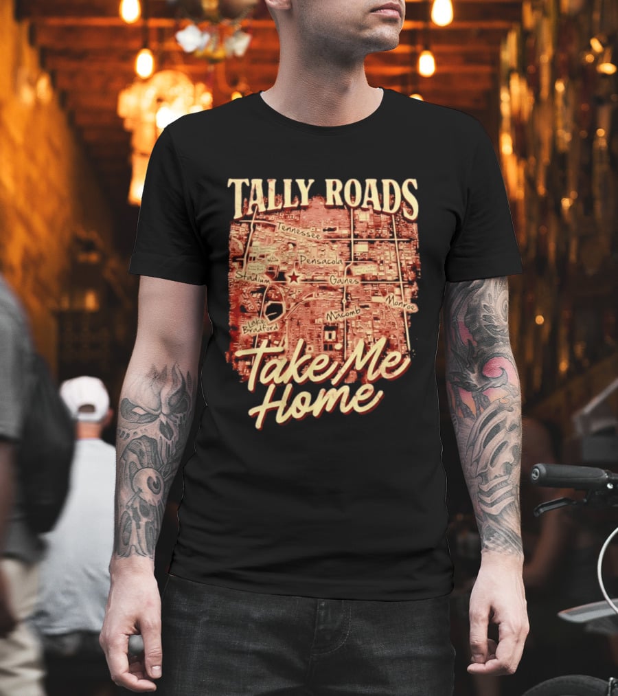 Tally Roads Map Take Me Home Tennessee Pensacola Stadium Monroe T-Shirt