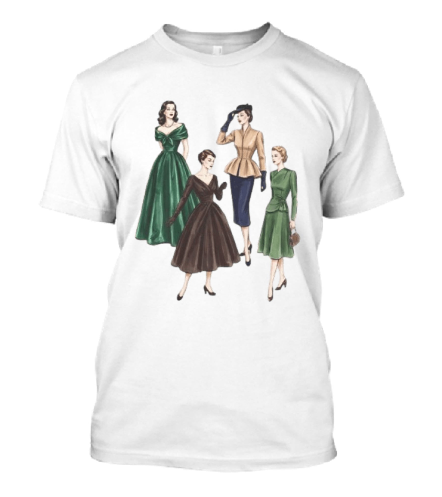 1950s Vintage Fashion Elegant Ladies Dresses T-Shirt