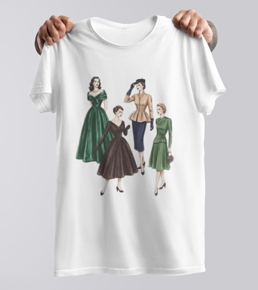 1950s Vintage Fashion Elegant Ladies Dresses T-Shirt