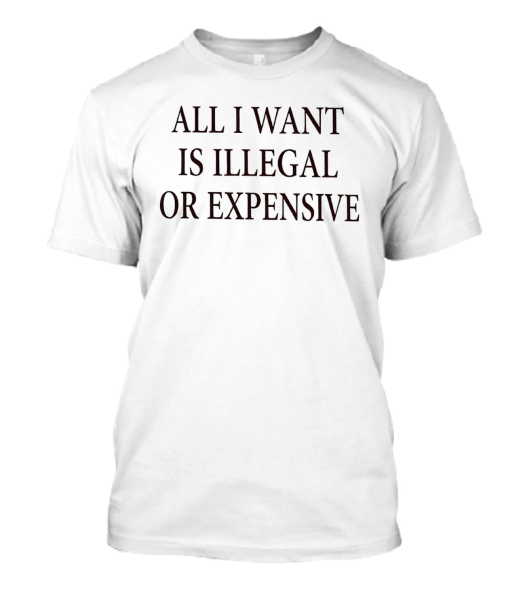 All I Want Is Illegal Or Expensive Text Bold Black Font T-Shirt
