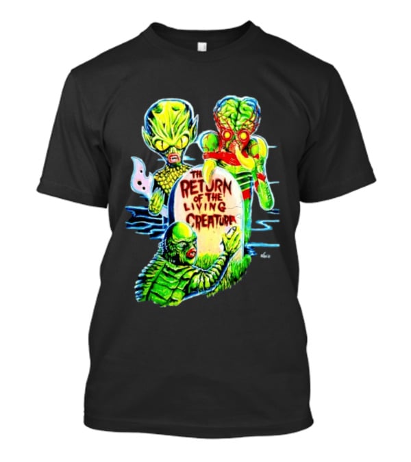 The Return Of The Living Creature Horror Movie Monsters And Tombstone Scene T-Shirt