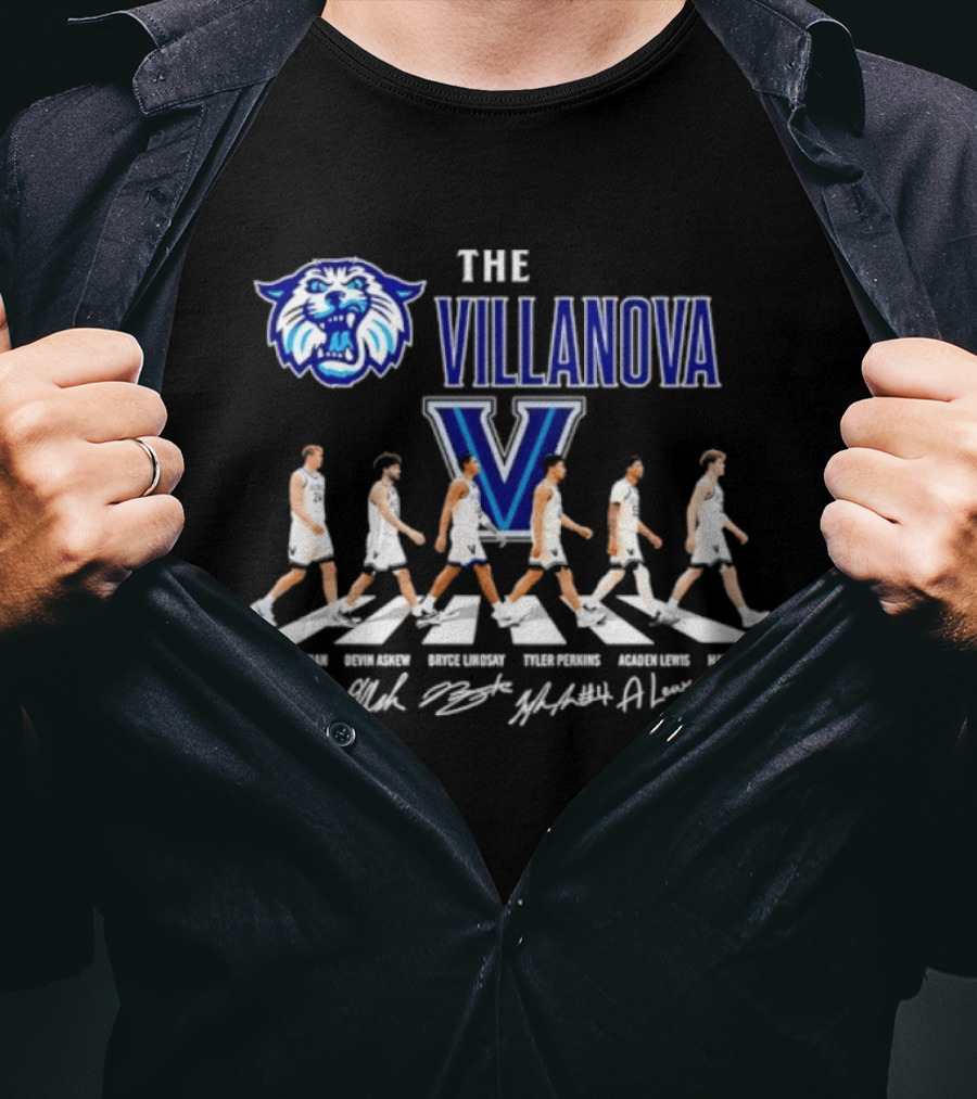 The Villanova Wildcats Abbey Road Duke Brennan Devin Askew Bryce Lindsay Tyler Perkins Acaden Lewis Matt Hodge Signatures T-Shirt