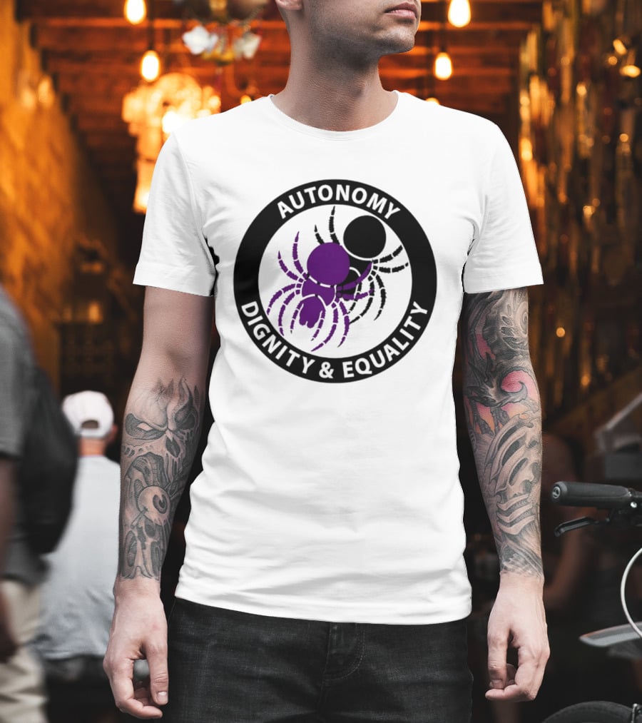 Autonomy Dignity Equality Purple Spider Emblem Social Justice T-Shirt