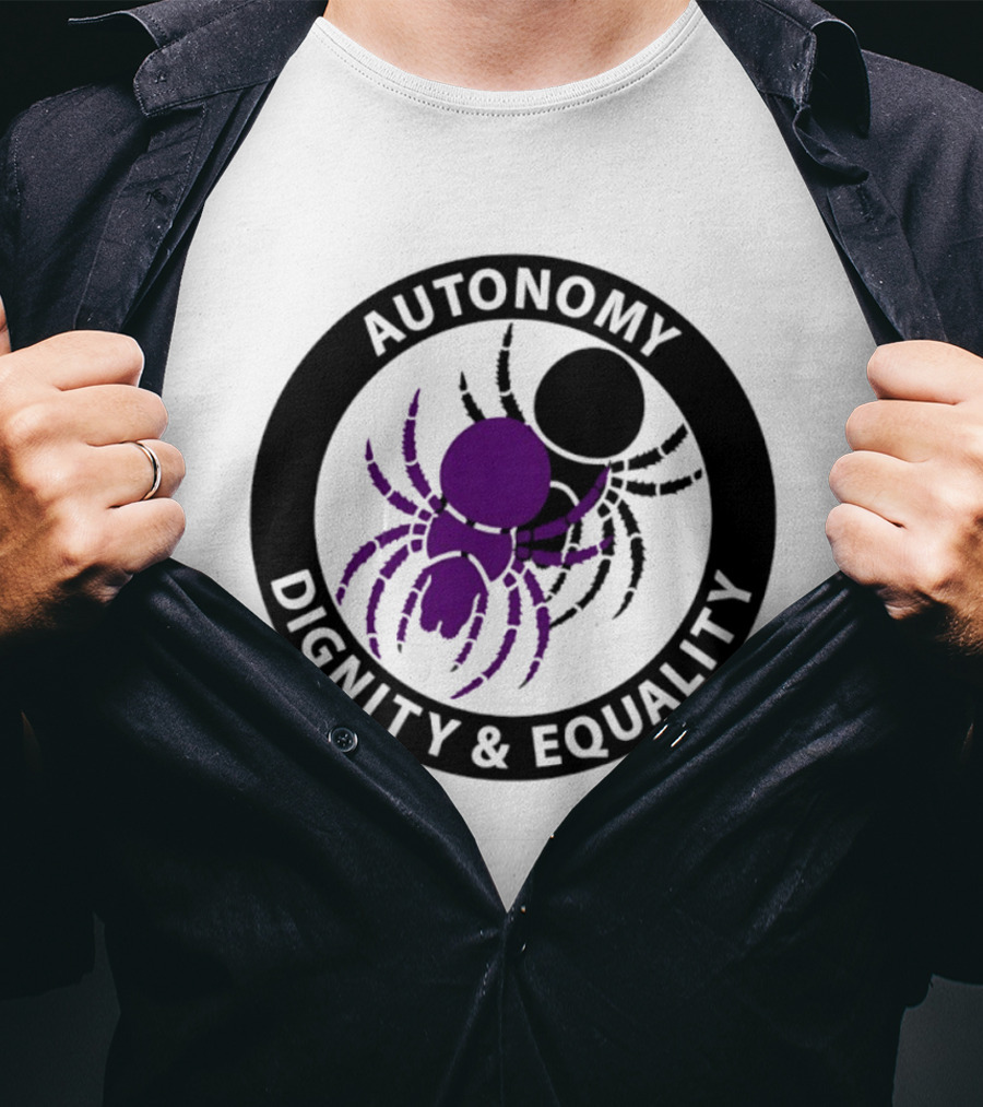 Autonomy Dignity Equality Purple Spider Emblem Social Justice T-Shirt