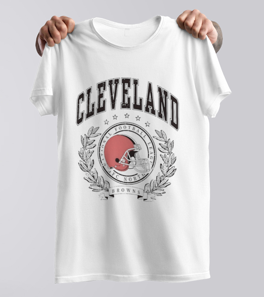 Cleveland Browns NFL AFC North Football Team Helmet Crest T-Shirt