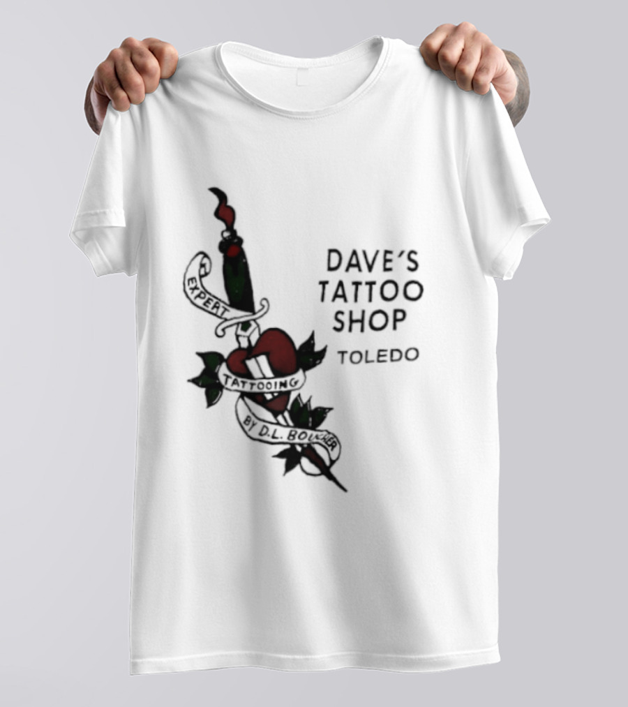 Dave's Tattoo Shop Toledo Expert Tattooing By DL Boucher Heart And Dagger Tattoo T-Shirt