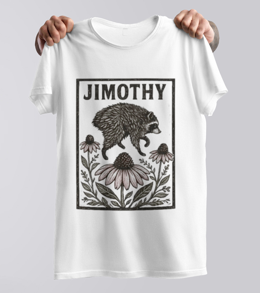 Jimothy Raccoon Coneflower Botanical Floral T-Shirt