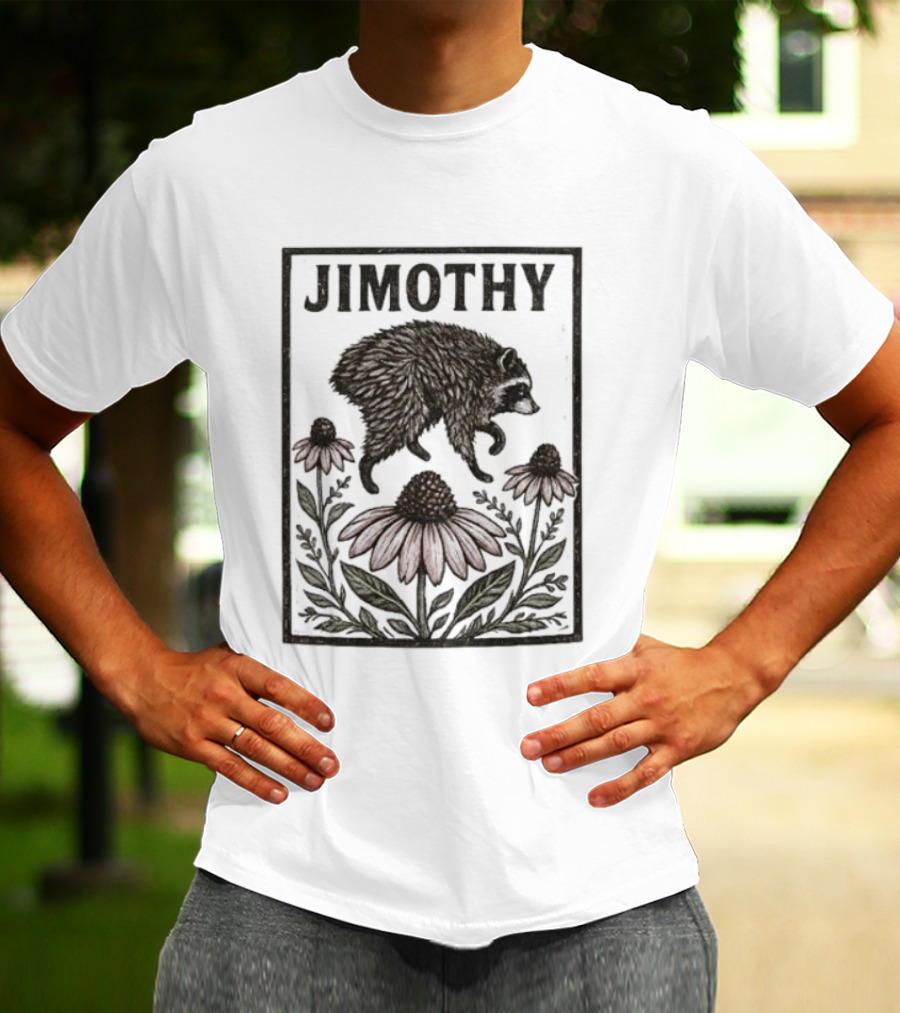 Jimothy Raccoon Coneflower Botanical Floral T-Shirt
