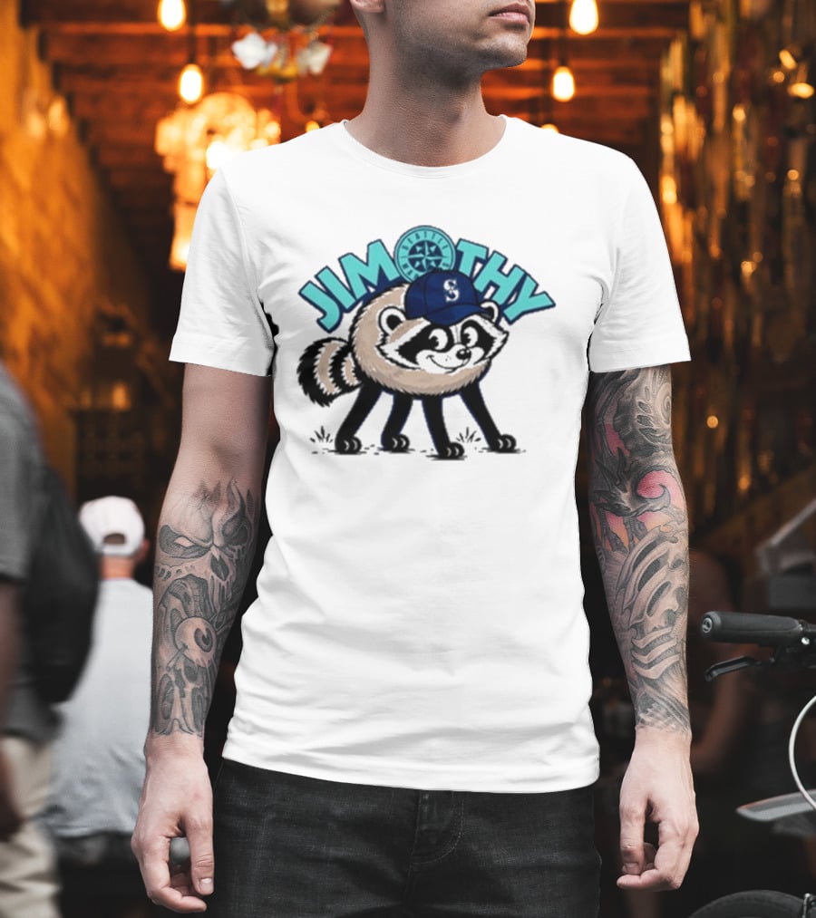 Jimothy Raccoon Seattle Night Cap With Star Compass T-Shirt