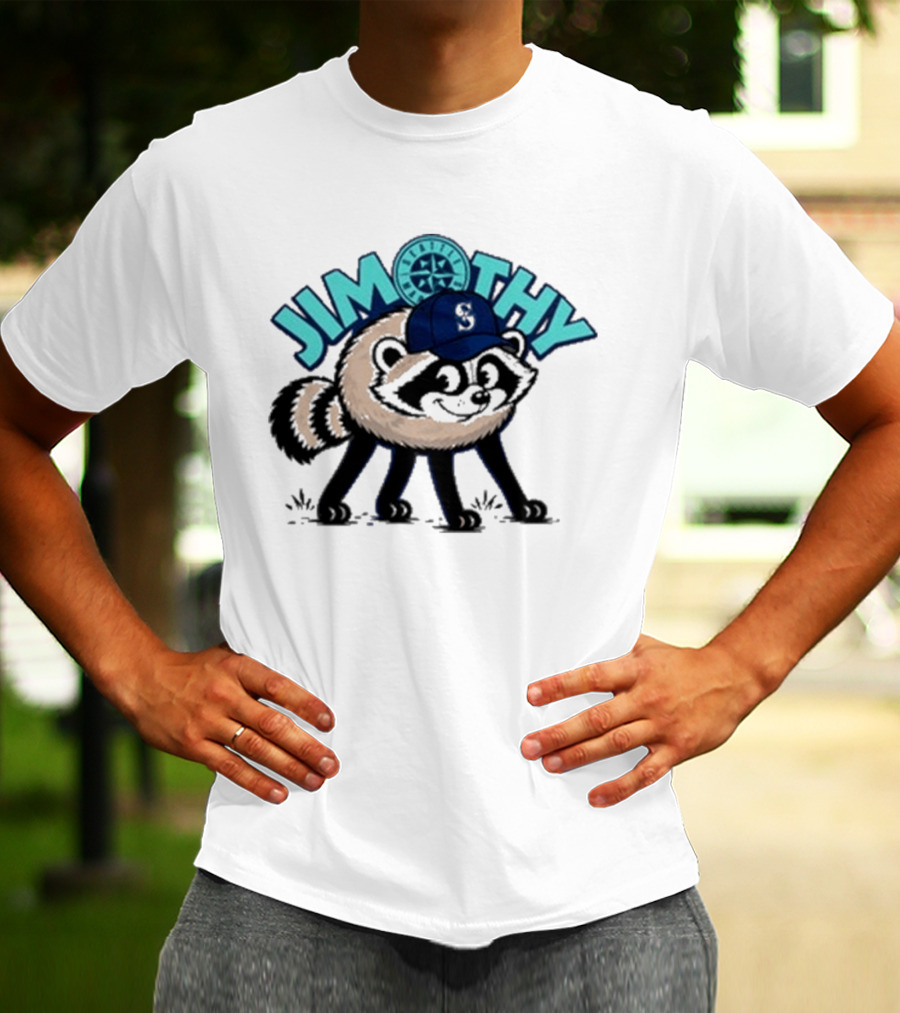 Jimothy Raccoon Seattle Night Cap With Star Compass T-Shirt