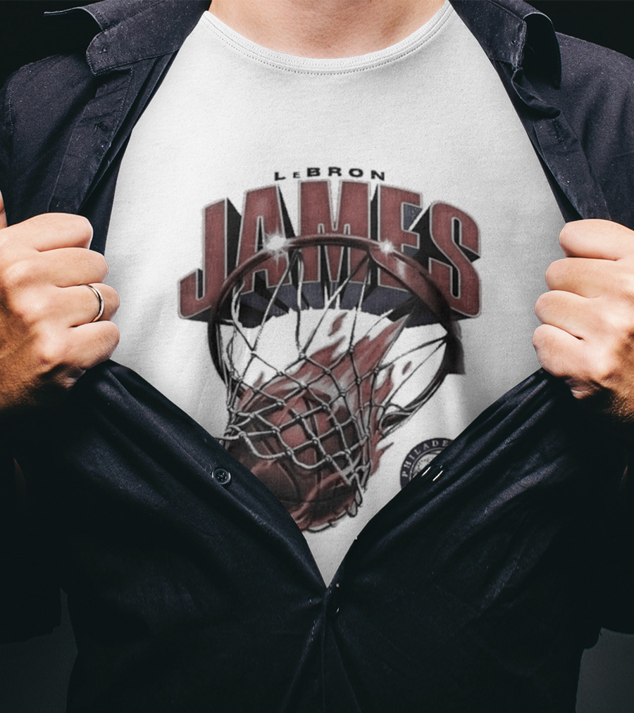 LeBron James 76ers Basketball Iconic Slam Dunk 76ers T-Shirt