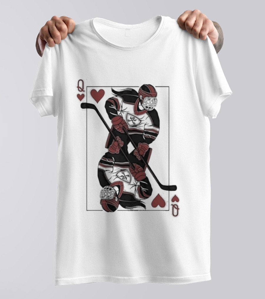 Queen Of Hearts Hockey Playing Card T-Shirt