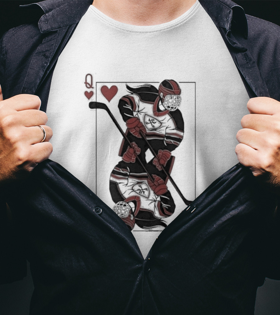 Queen Of Hearts Hockey Playing Card T-Shirt