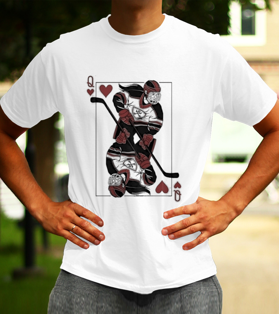 Queen Of Hearts Hockey Playing Card T-Shirt
