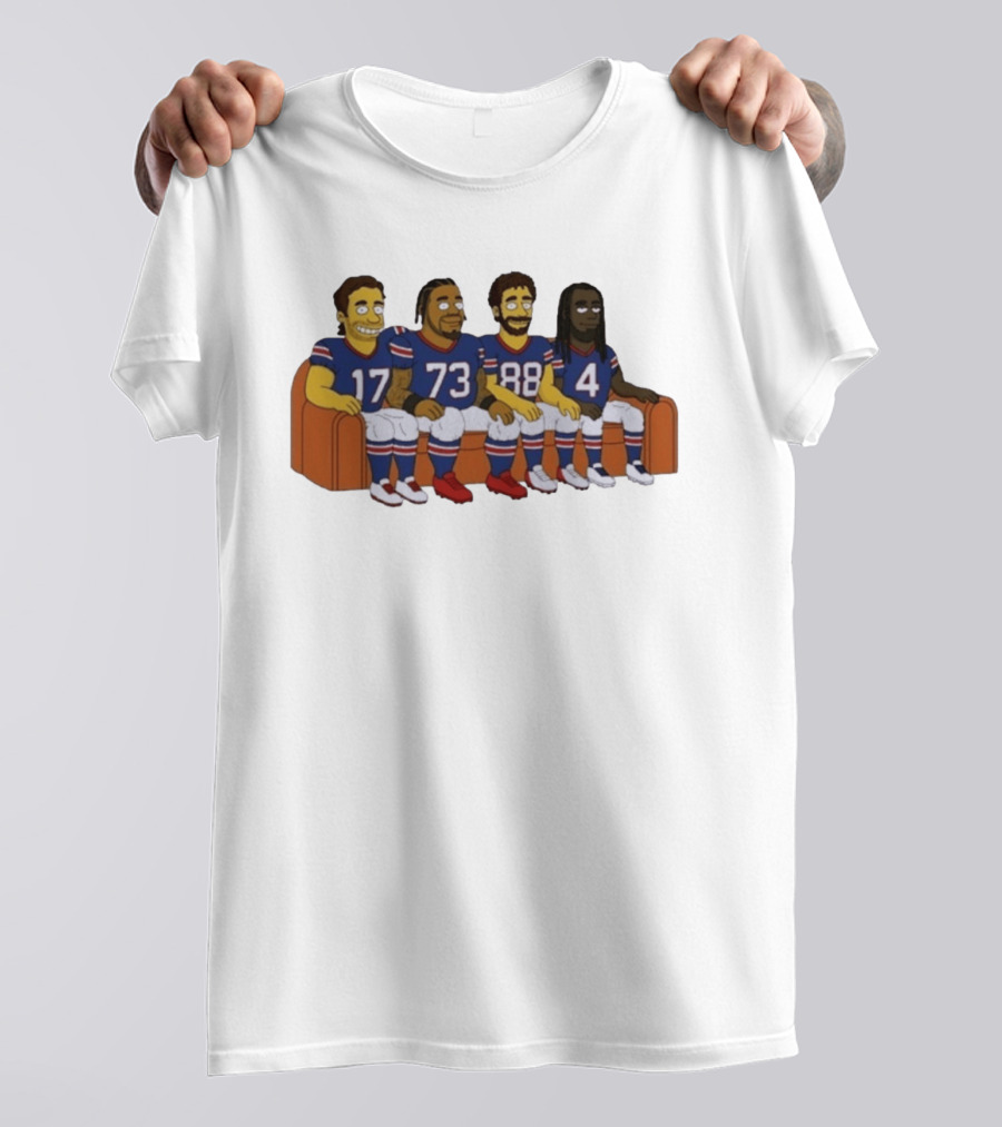Williams Buffalo Bills Simpsons Styled Characters NFL Jersey Numbers 17 73 88 4 T-Shirt