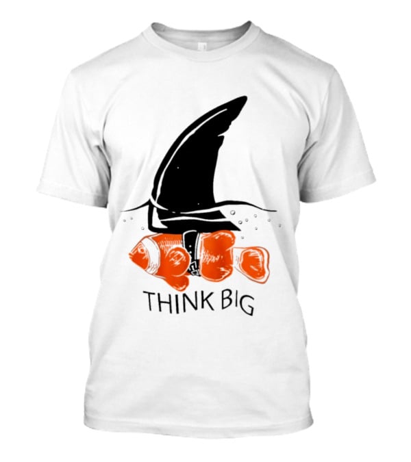 Think Big Goldfish Wearing Shark Fin T-Shirt