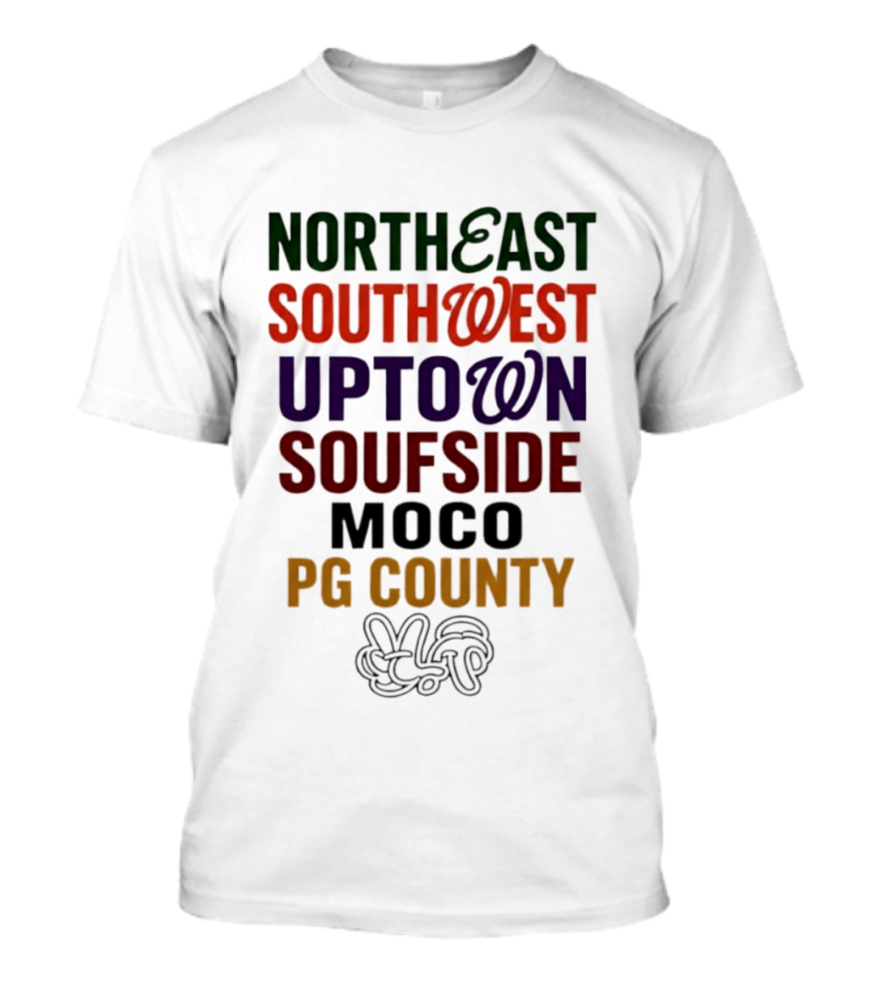 Northeast Southwest Uptown Soufside Moco PG County Peace Gesture T-Shirt