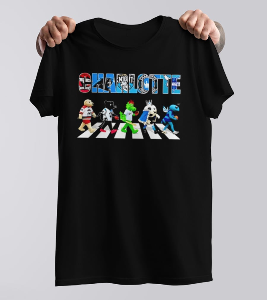 2026 Charlotte Sports Team Mascots Abbey Road Bowling Pin Parade T-Shirt