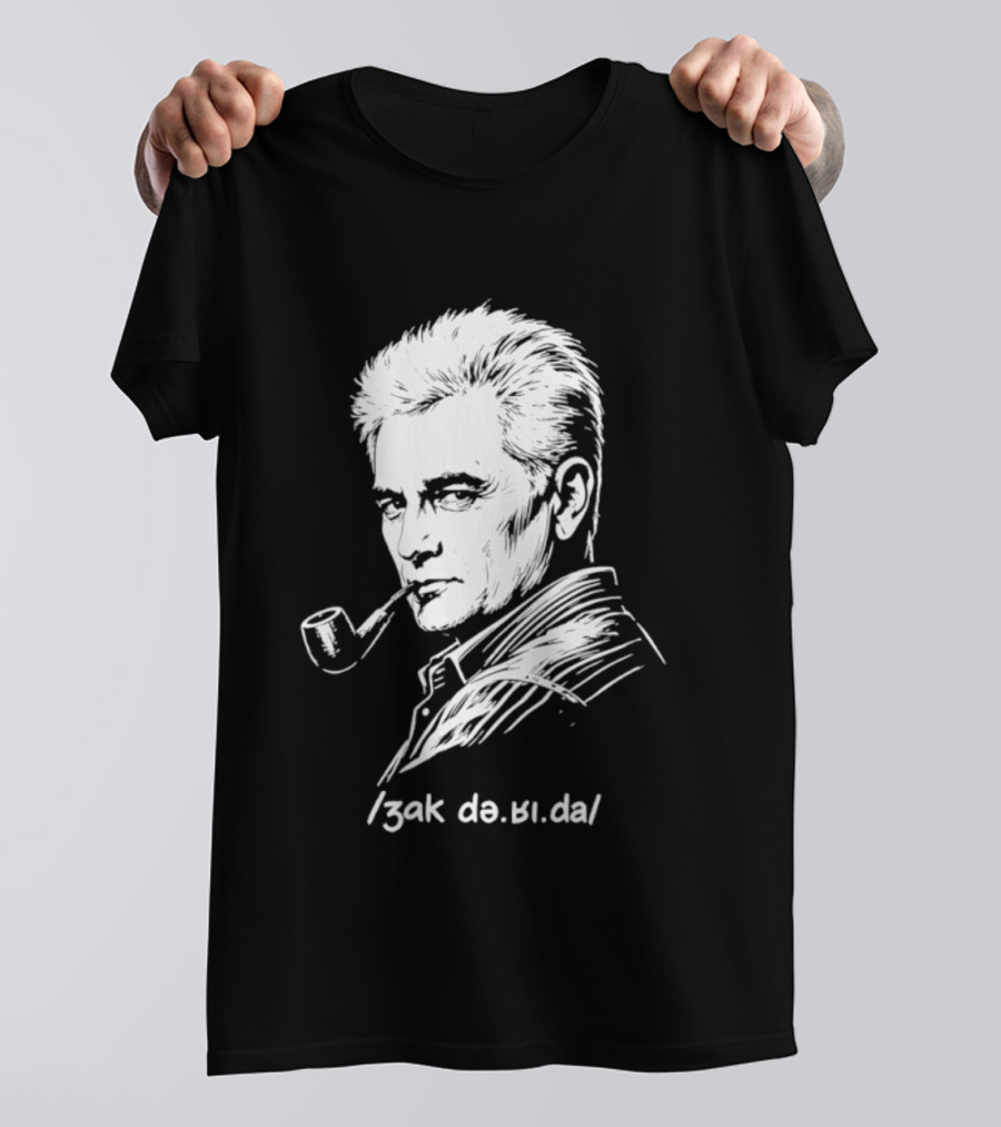 Jacques Derrida Zak De.ʁi.da Philosophy Pipe Sketch T-Shirt
