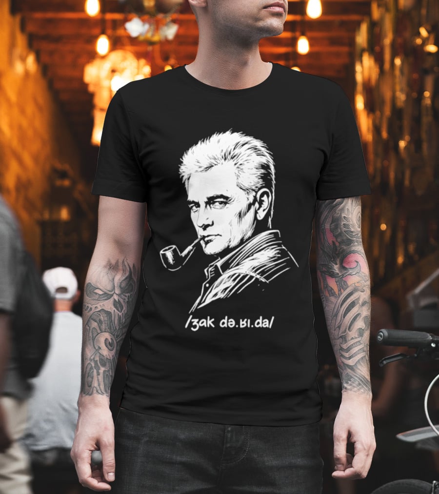 Jacques Derrida Zak De.ʁi.da Philosophy Pipe Sketch T-Shirt