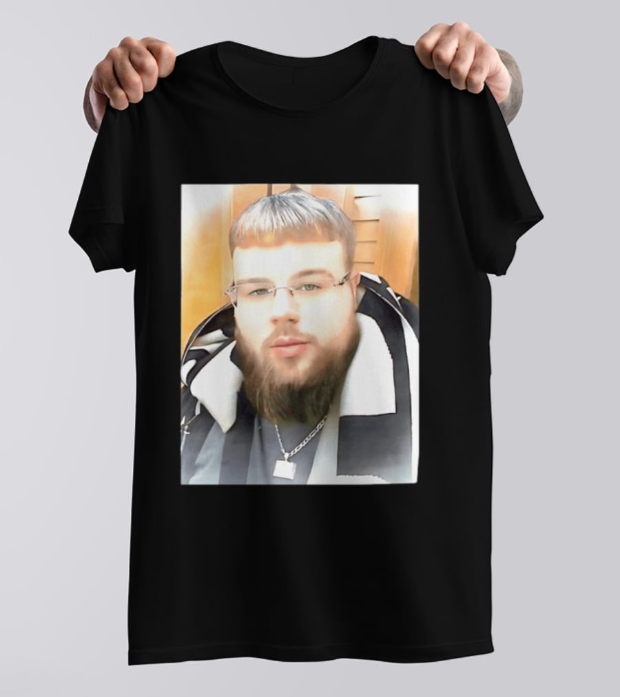 Joeyy Miracle Face Person Wearing Glasses And Chain With Striped Scarf T-Shirt