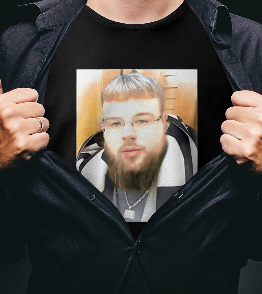 Joeyy Miracle Face Person Wearing Glasses And Chain With Striped Scarf T-Shirt