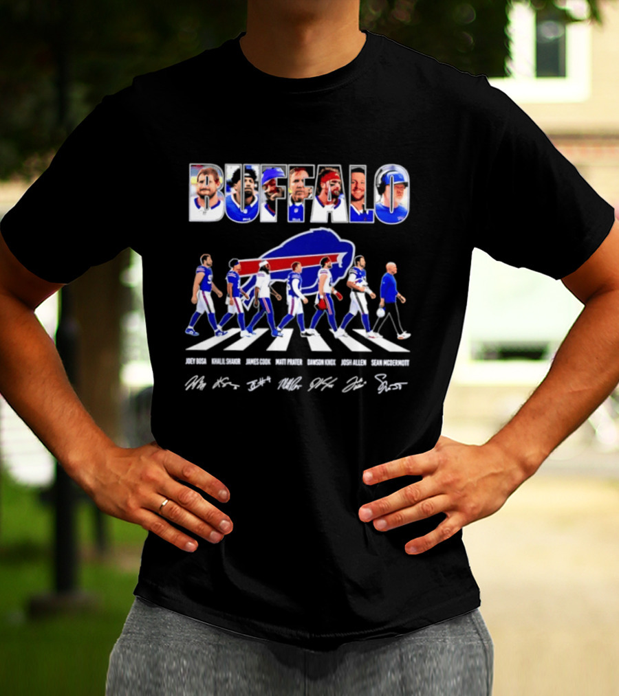 Buffalo Bills Players Abbey Road Sean McDermott Signatures NFL Team T-Shirt