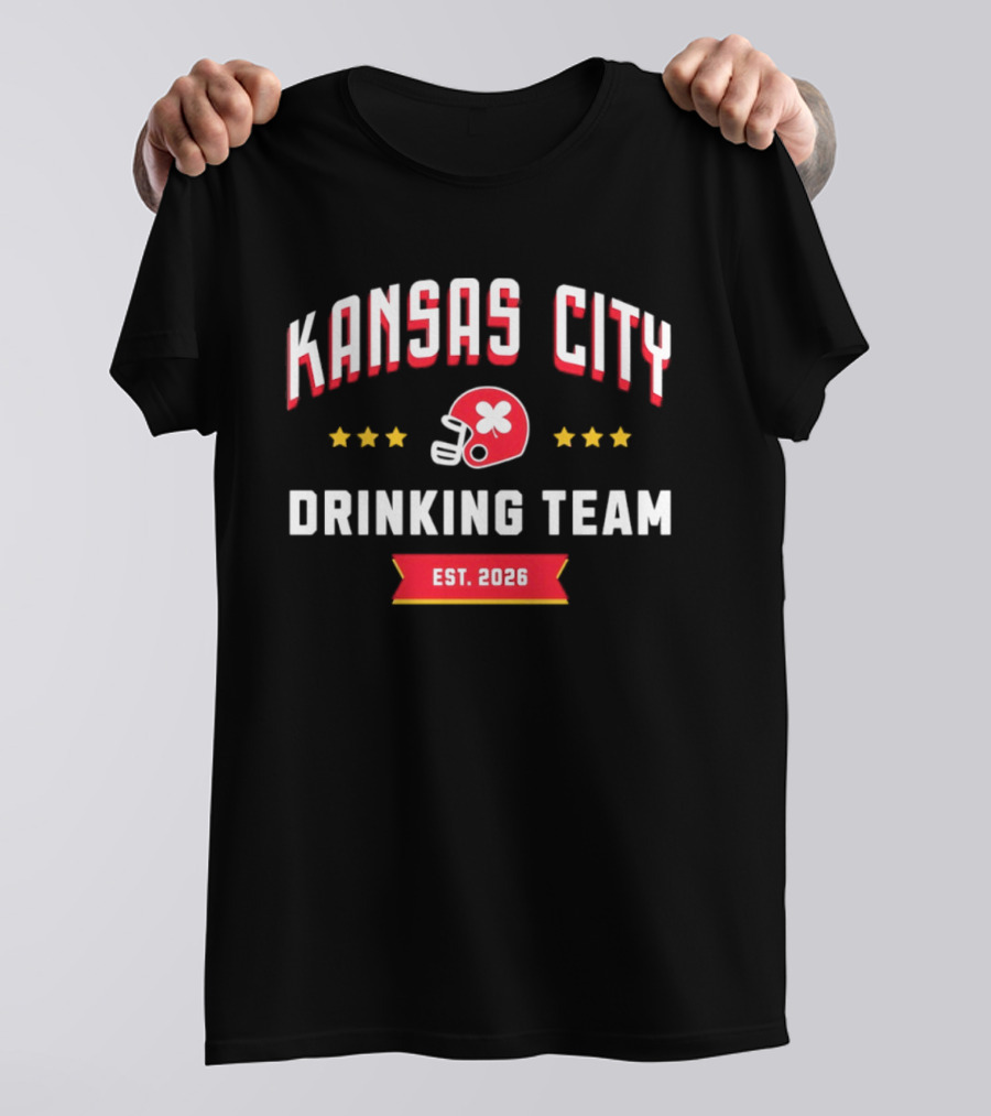 Kansas City Drinking Team Football Est 2026 Helmet Stars T-Shirt