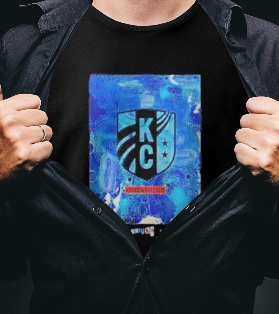 Kansas City Current KC Peace Freedom Blue T-Shirt
