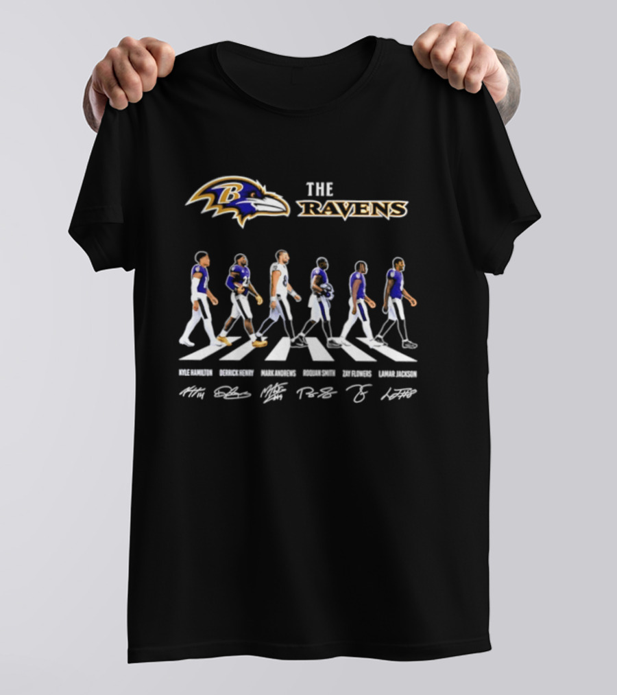 Baltimore Ravens Kyle Hamilton Derrick Henry Mark Andrews Roquan Smith Zay Flowers Lamar Jackson Walk Signatures T-Shirt