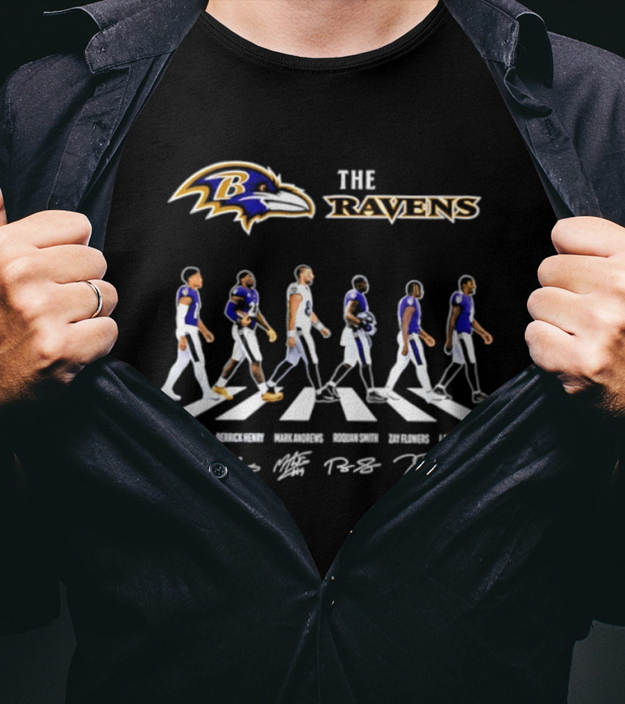 Baltimore Ravens Kyle Hamilton Derrick Henry Mark Andrews Roquan Smith Zay Flowers Lamar Jackson Walk Signatures T-Shirt