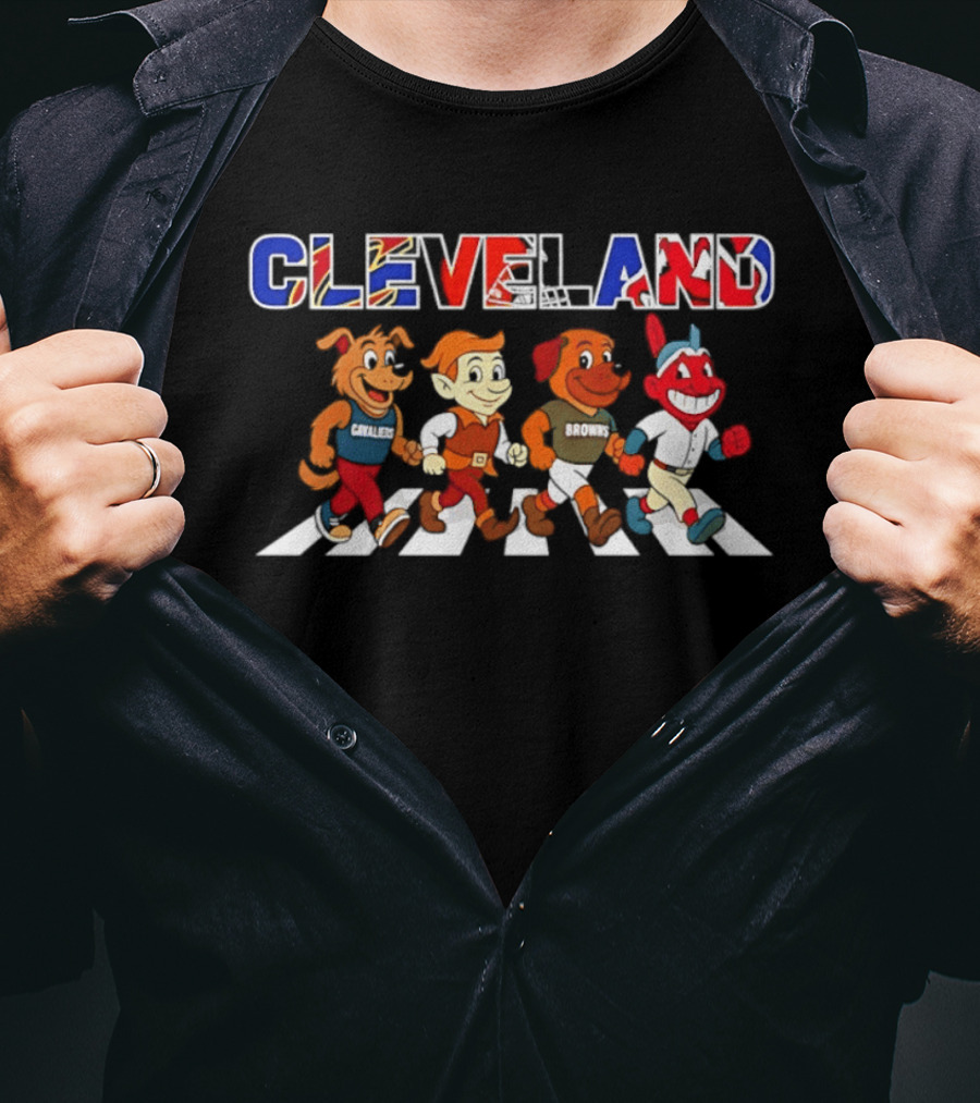 Cleveland Cavaliers Browns Indians Abbey Road Characters 2026 T-Shirt