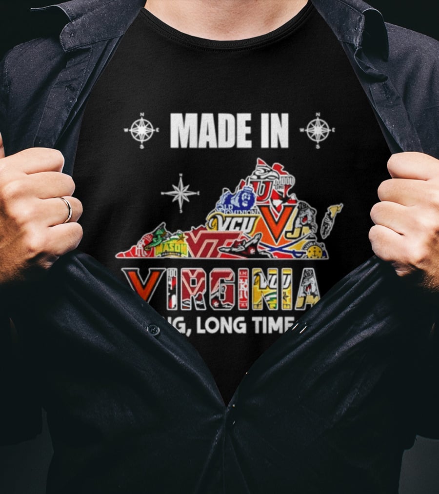 Made In Virginia Sports Team Map Virginia A Long Long Time Ago T-Shirt