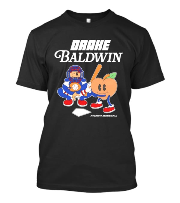 Drake Baldwin Atlanta Baseball Animated Peach Catcher T-Shirt