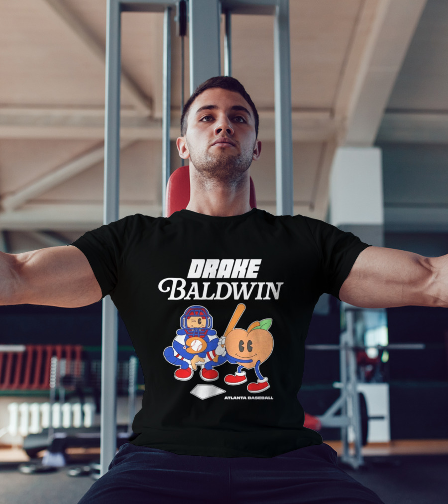 Drake Baldwin Atlanta Baseball Animated Peach Catcher T-Shirt