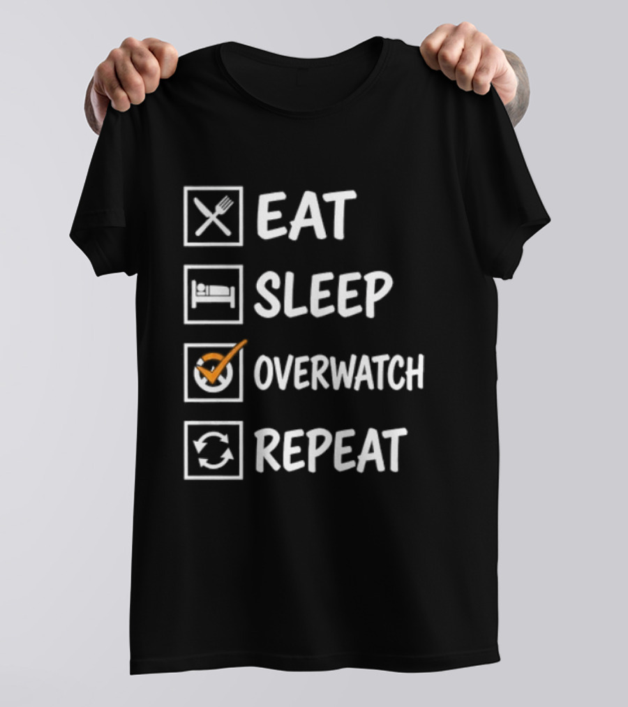 Eat Sleep Over Repeat Gaming Checklist Gamer T-Shirt