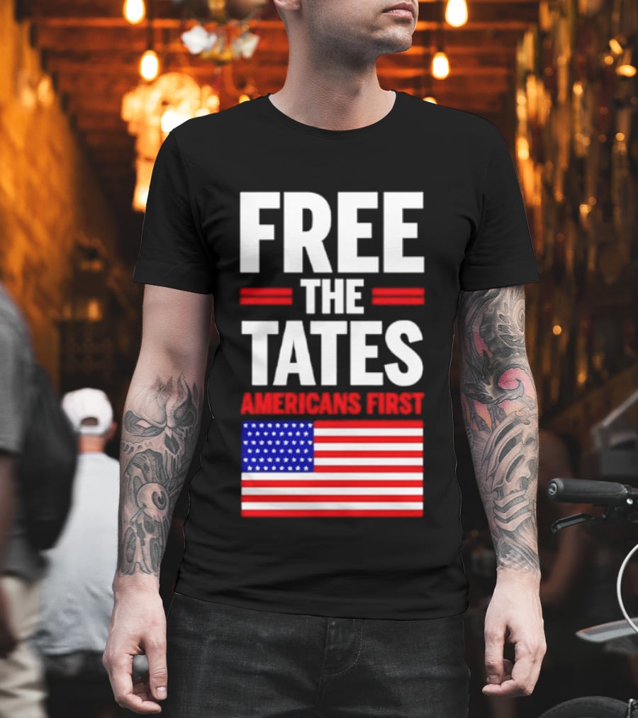 Free The Tates Americans First USA Flag T-Shirt