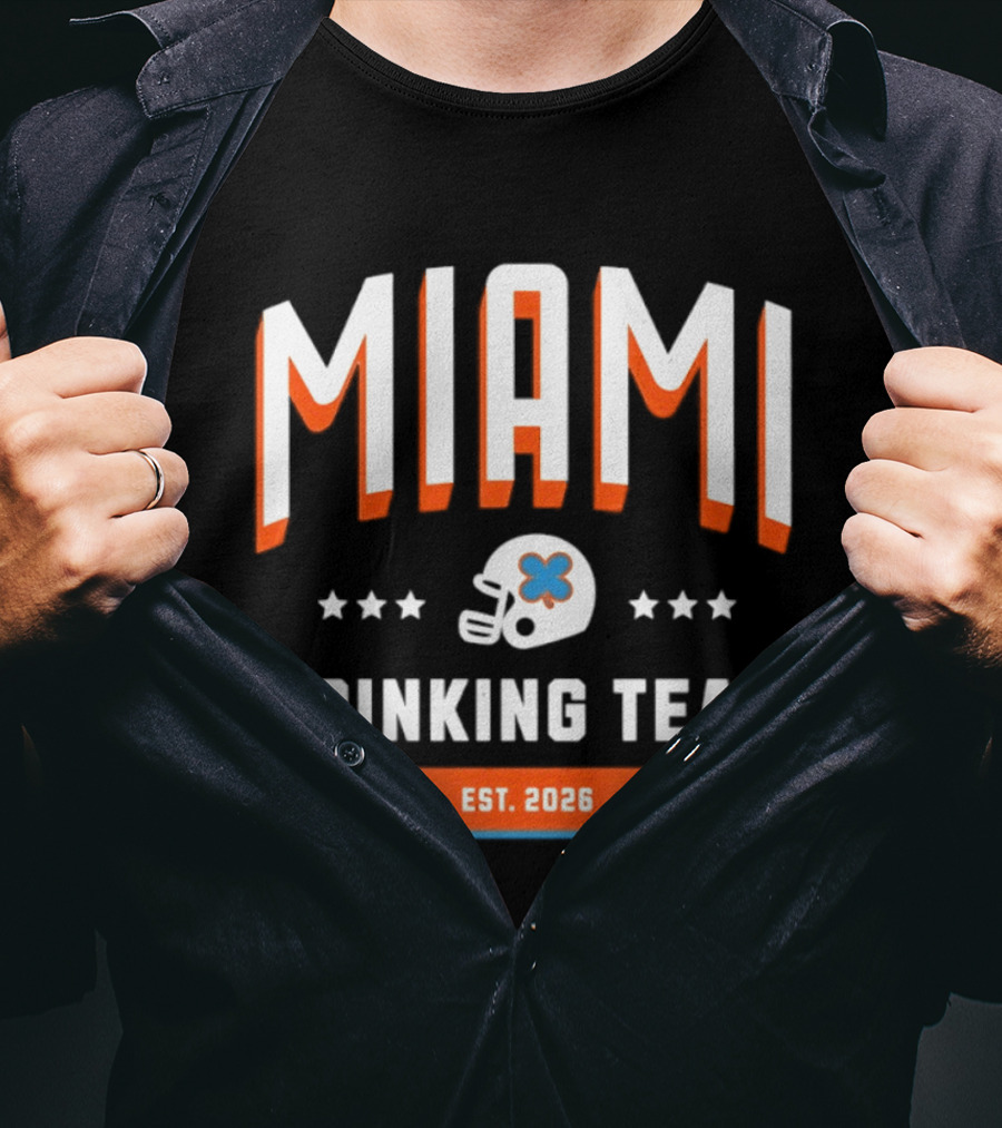 Miami Dolphins Drinking Team Est 2026 Football Helmet Stars T-Shirt
