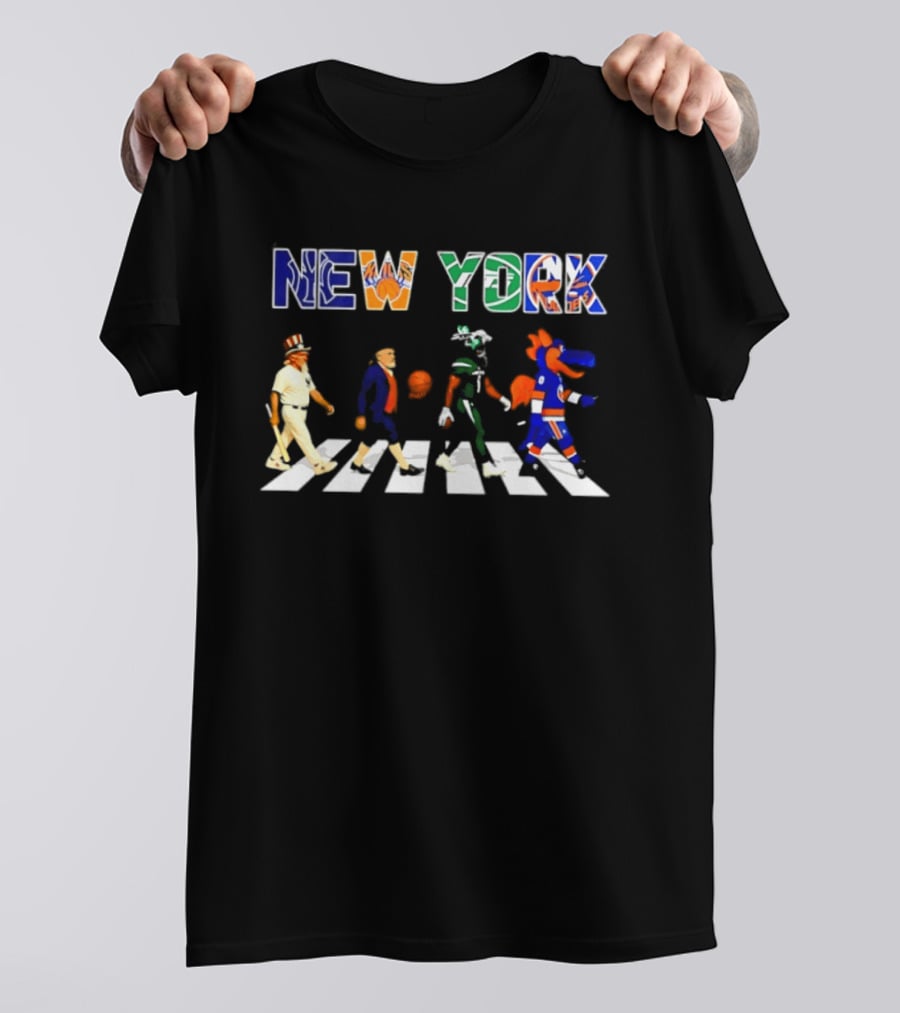 New York Yankees Knicks Jets Islanders Abbey Road Sports T-Shirt