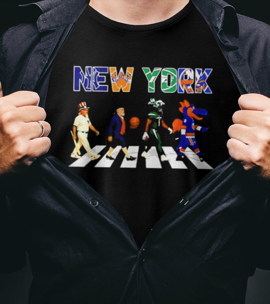 New York Yankees Knicks Jets Islanders Abbey Road Sports T-Shirt