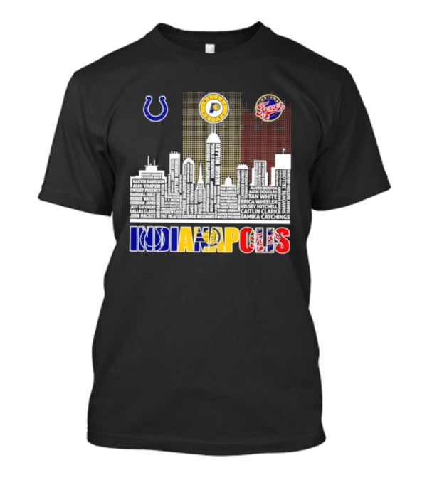 Indianapolis Colts Pacers Fever Skyline Logos And Cityscape T-Shirt
