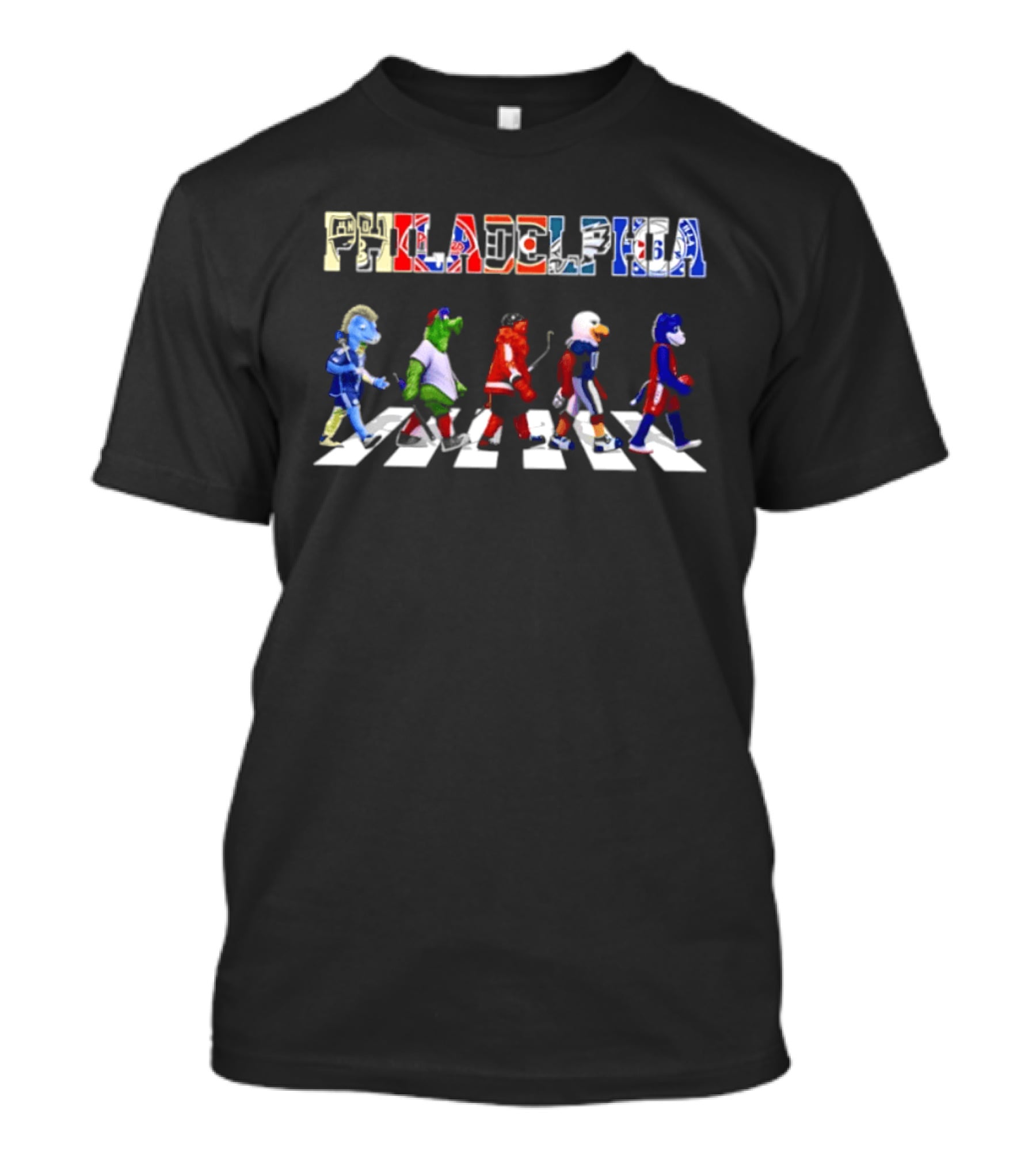 Philadelphia Sports Mascots Abbey Road Walk T-Shirt